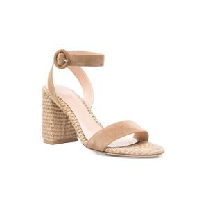Gianvito Rossi Camoscio Marbella Heeled Sandals in Camel Natural 39.5